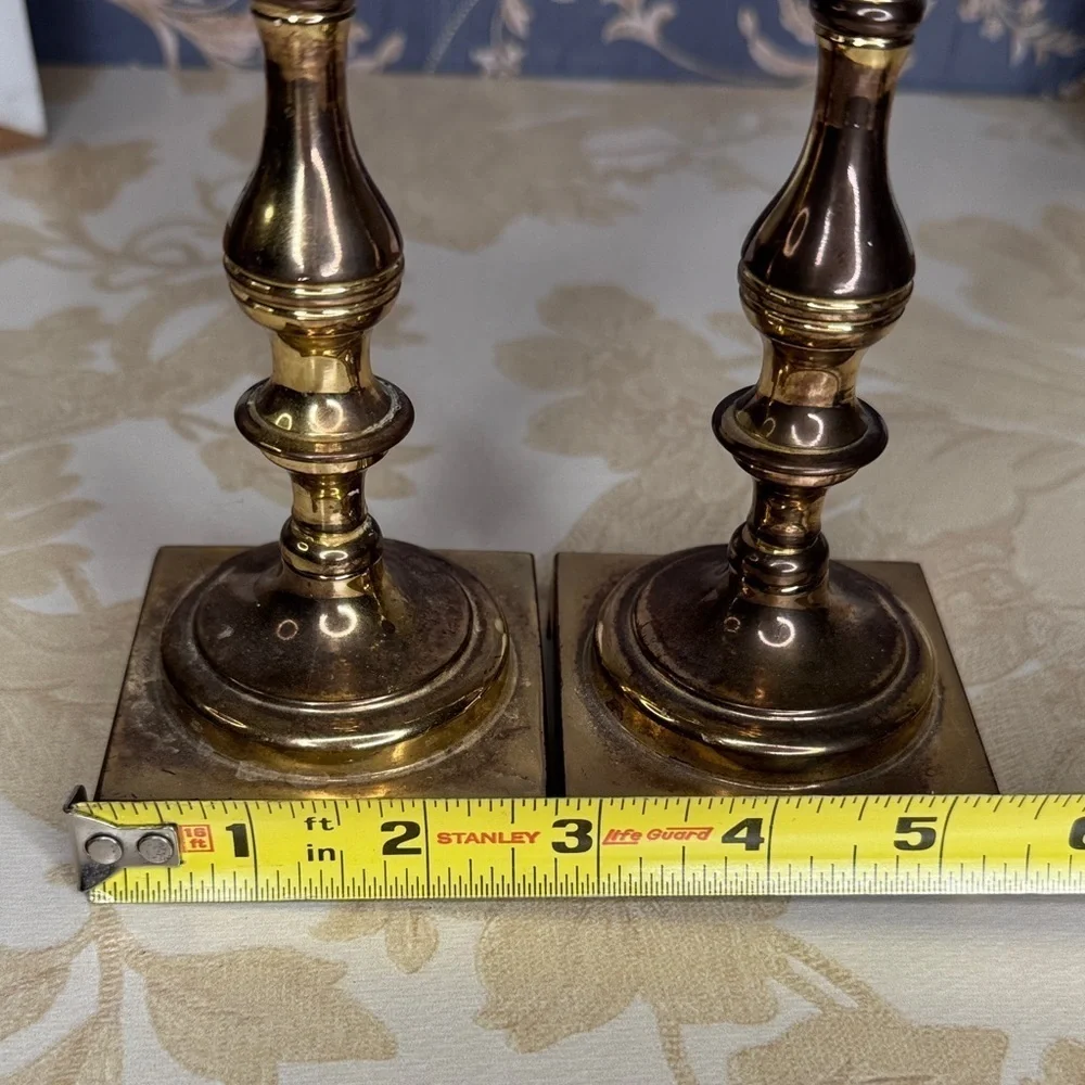 Vintage Estate Solid Brass Candlestick Holders (Pair)